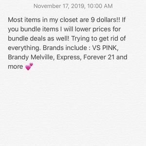 Lots of 9 dollars items! And will do bundle deals!